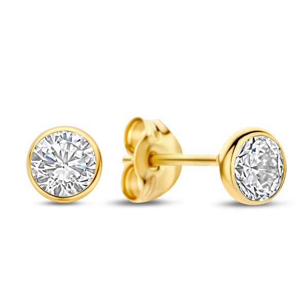 Ohrstecker Zirkonia Gold 585 - 4,0mm - Zargenfassung