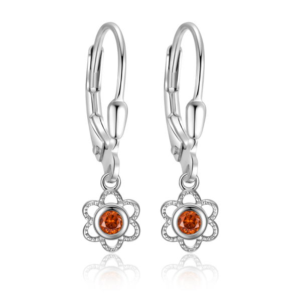 Ohrringe mit rotem Zirkonia Silber 925 rhodiniert - Recyceltes Silber