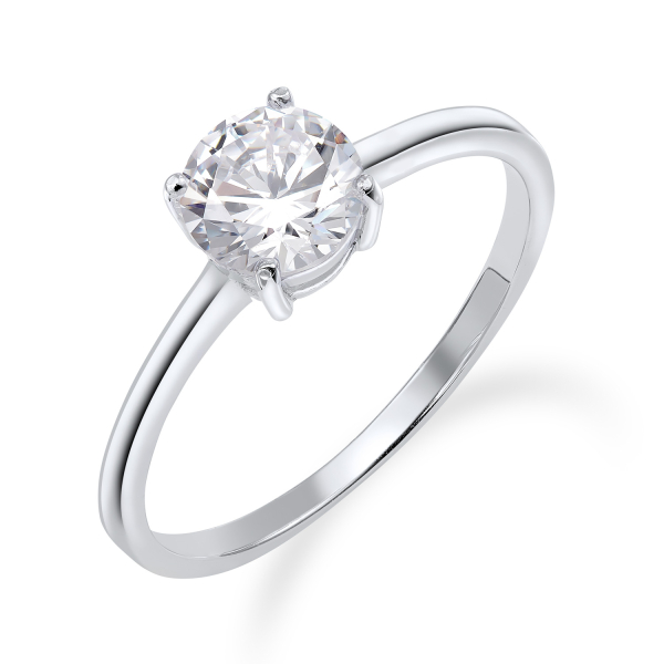 Solitär-Ring Silber 925 rhodiniert - Zirkonia 5mm - Krappenfassung
