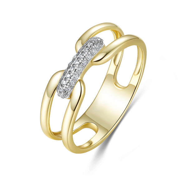 Ring Zirkonia Silber 925 vergoldet - Hochglanz - 5,6mm breit