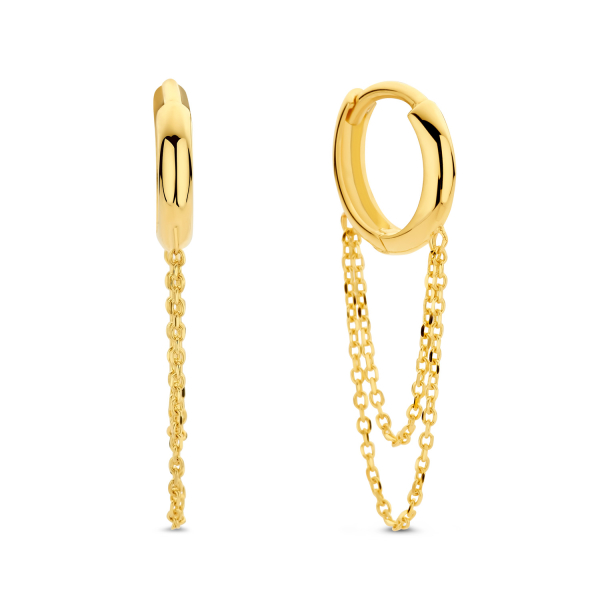 Klappcreolen Gold 585 mit Kette - Ø 10mm - 2mm breit