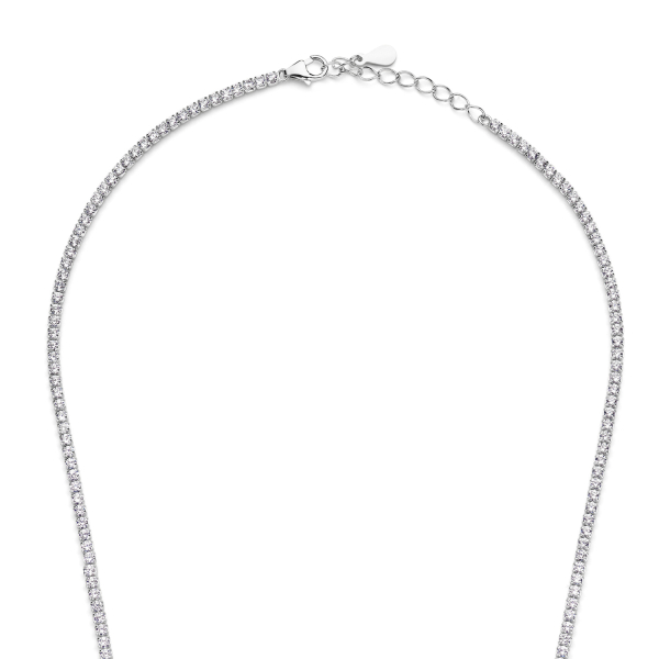 Tennis-Halskette Zirkonia Silber 925 rhodiniert - 2mm - Bild 2