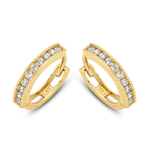 Klappcreolen Gold 585 - Ø 11,5mm - 22 Zirkonia
