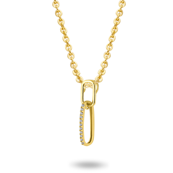 Collier Gold 585 mit 2 Anhängern - 11 Zirkonia
