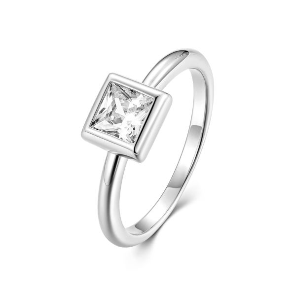 Damenring Herz Zirkonia Silber 925 rhodiniert - 7x7mm