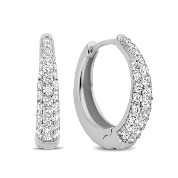 Klappcreolen Silber 925 rhodiniert - Ø 18mm - Zirkonia
