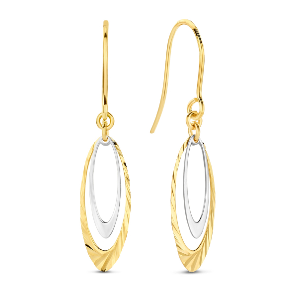Ohrhänger Bicolor Gold 585 und Weißgold 585 - zweiteilig - Diamantiert