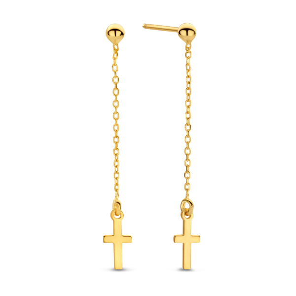 Ohrstecker Kreuz mit Kette Silber 925 vergoldet