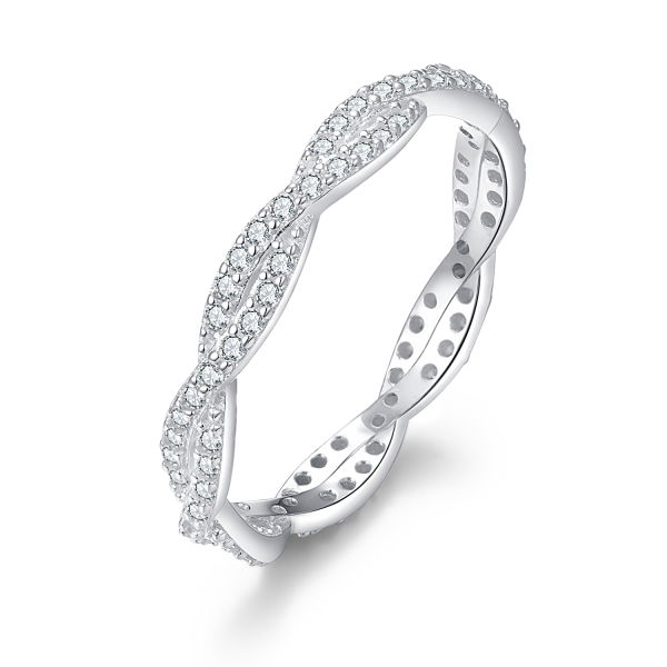 Damenring Twisted Silber 925 - 80 Zirkonia