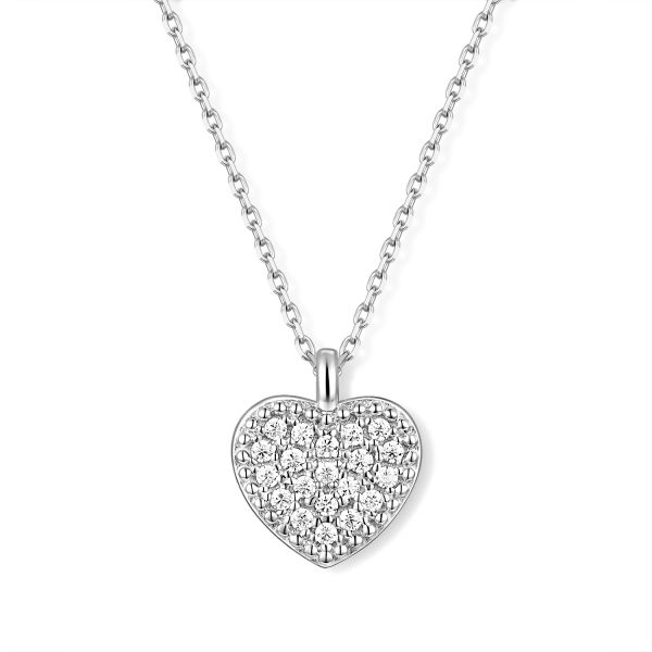 Herz Collier Silber 925 mit 20 Zirkonia - vergoldet oder rhodiniert - 45cm - Bild 1