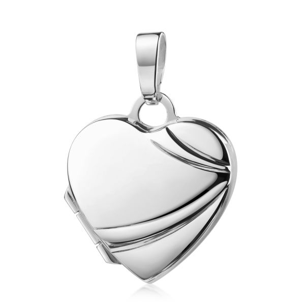 Herz Medaillon Silber 925 - gemustert - 15x14mm - gravierbar