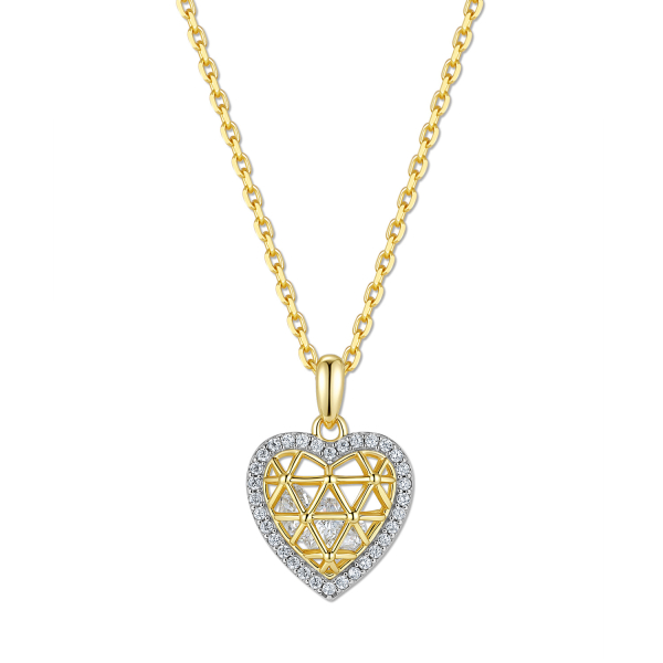 Collier mit Korbanhänger Herz Silber 925 vergoldet - Zirkonia - Bild 2