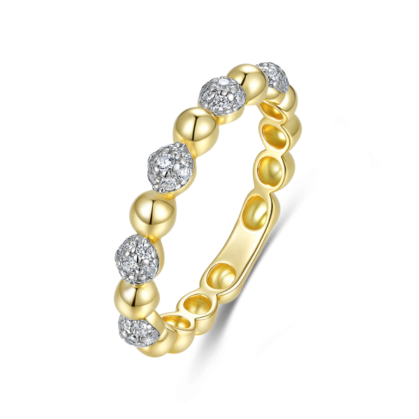 Kugel-Ring Zirkonia Silber 925 vergoldet - Hochglanz