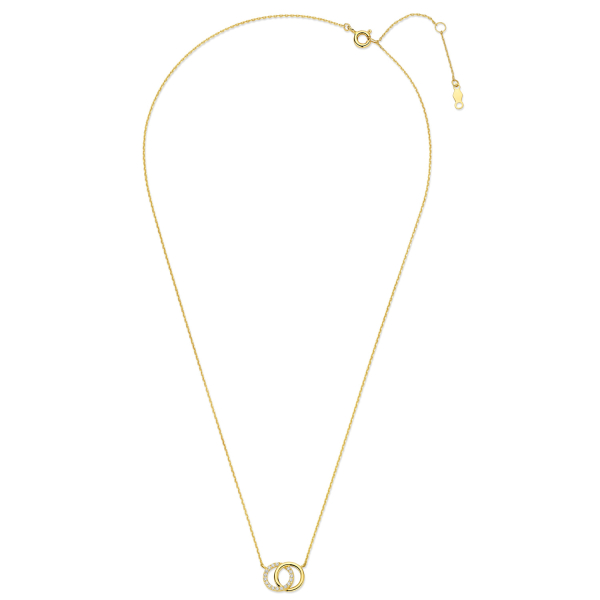 Collier Circles mit Zirkonia Gold 585 - Ankerkette 43cm mit Zwischenösen - Bild 2