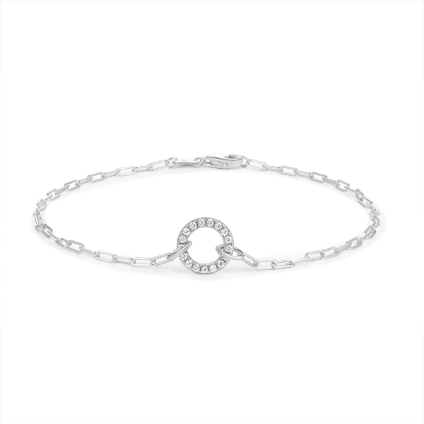 Armband Circle of Life Silber 925 rhodiniert - Zirkonia - Ankerkette weit