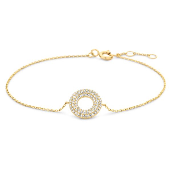 Armband Donut Gold 585 - Zirkonia - Ankerkette