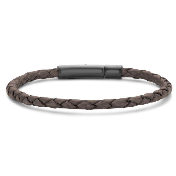Frank 1967 Armband Echtleder Braun Geflochten Edelstahl - 4mm breit
