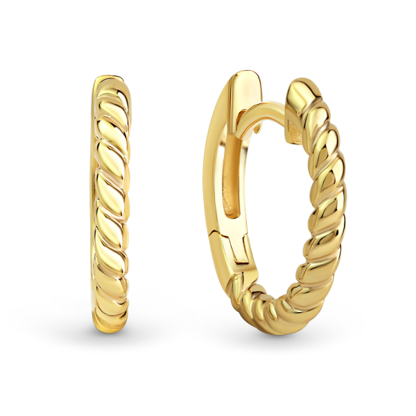 Klappcreolen twisted Silber 925 vergoldet - Ø 15mm