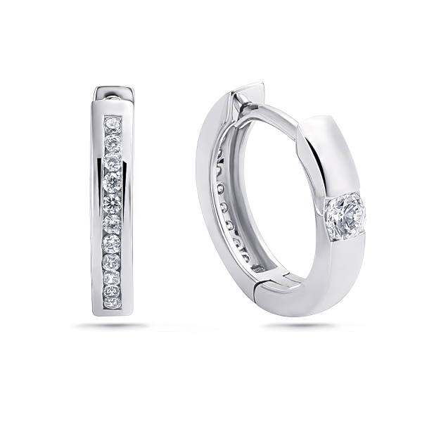 Klappcreolen wendbar Silber 925 rhodiniert - Ø 12,5mm - 24 Zirkonia