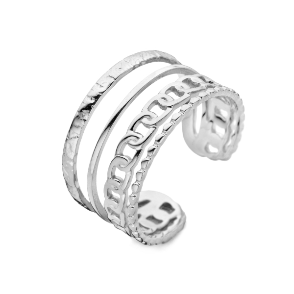 Lovebird Damenring Edelstahl IPS - 4-reihig - 11mm breit