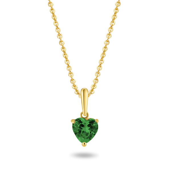Collier mit Anhänger Herz Zirkonia grün Gold 585