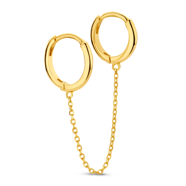 Doppelklappcreolen mit Kette Gold 585 - Ø 10mm und 8,6mm