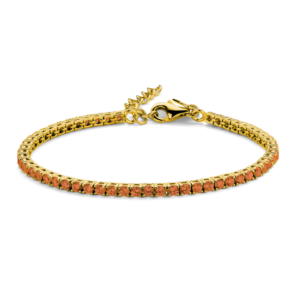 Tennisarmband Zirkonia orange Silber 925 vergoldet - 3mm