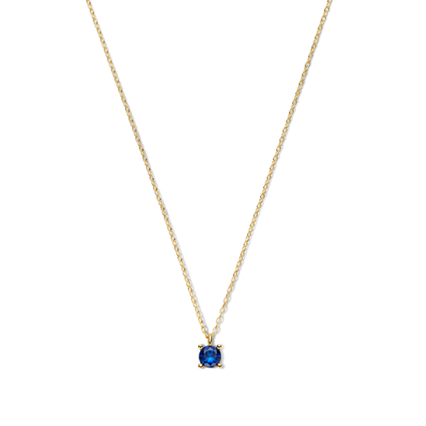 Collier mit Zirkonia saphirblau Silber 925 vergoldet - 40+5cm - Bild 2