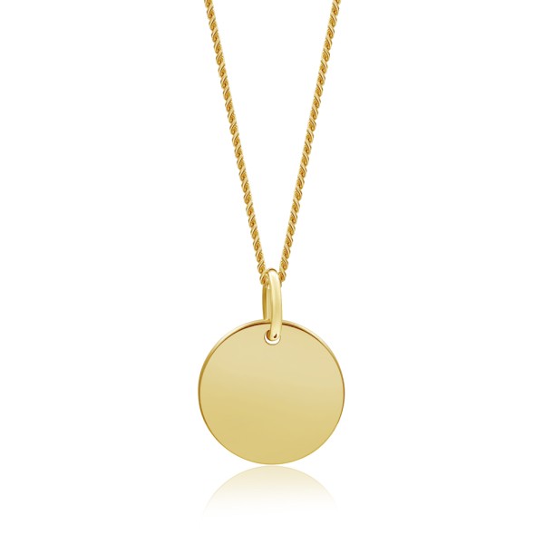 Collier mit Gravurplatte Silber 925 vergoldet - Platte 10mm