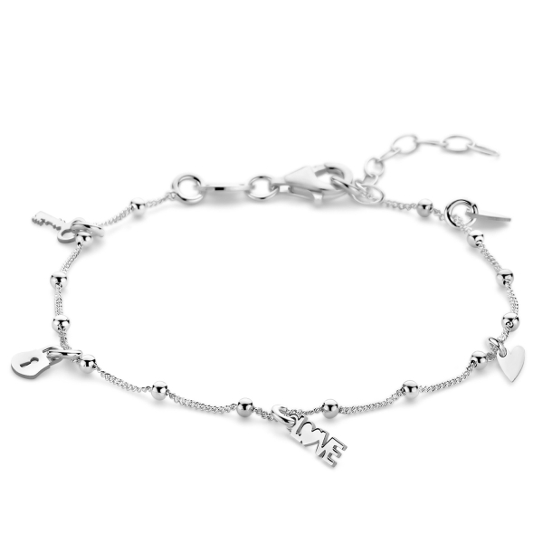 Armband Love Herzen Schloss Schlüssel Silber 925 rhodiniert