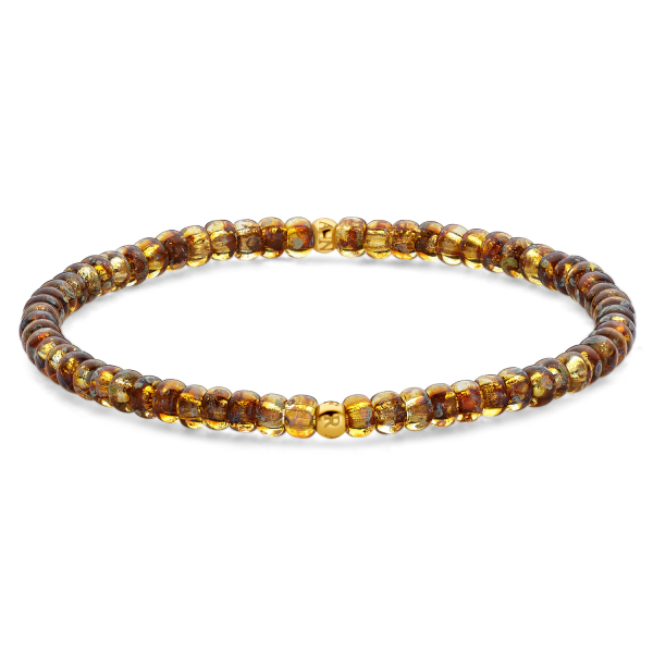 Frank 1967 Armband Miyuki Beads Edelstahl IPG - Goldgelb und braun
