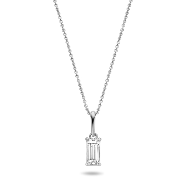 Collier mit Anhänger Zirkonia Baguette Weißgold 585 - Baguetteform 6x3mm - Bild 2