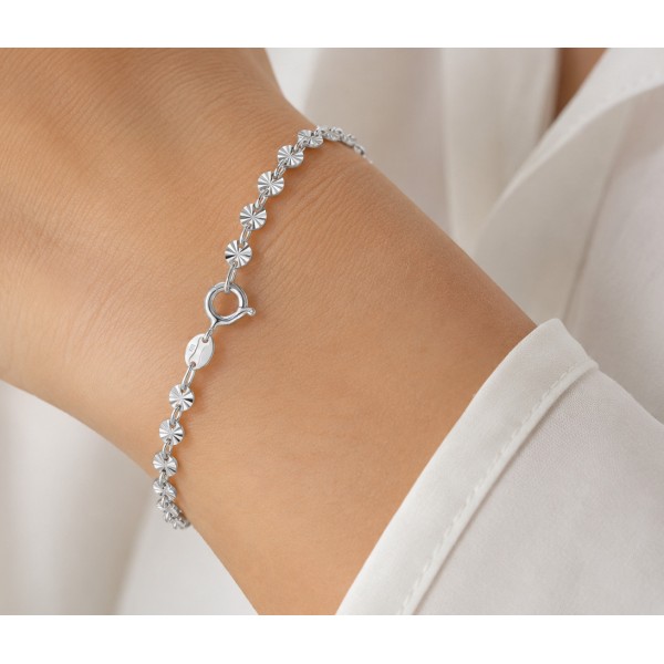 Plättchenarmband Silber 925 diamantiert - 4,3mm breit - Bild 3