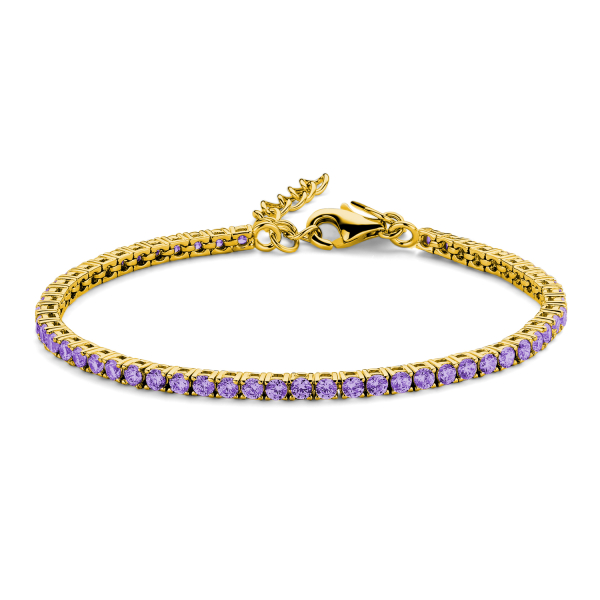 Tennisarmband Zirkonia lila Silber 925 vergoldet - 3mm