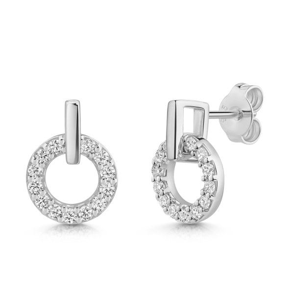 Ohrstecker Donut Silber 925 rhodiniert - 28 Zirkonia