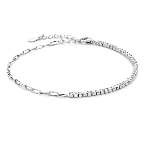 Tennis-Ankerarmband Zirkonia weiß Silber 925 rhodiniert - Zirkonia 1,5mm