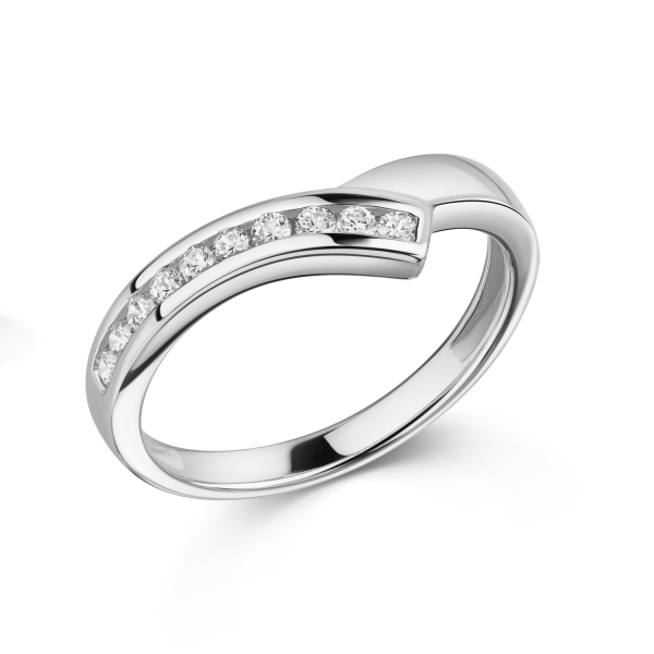 Ring Silber 925 rhodiniert - 10 Zirkonia - Schiene 2,0 auf 3,0mm