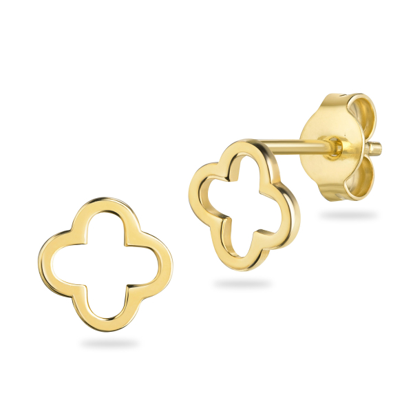 Ohrstecker Kleeblatt Silber 925 goldplattiert - 7,8x7,8mm